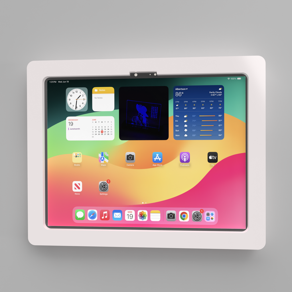 iPad Pro 13" 2024 Wall Mount w cable White Acrylic